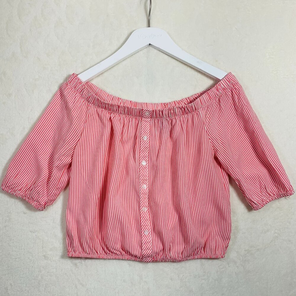 off shoulder stripped blouse red & white size small STREETWEAR SOCIETY